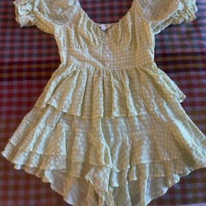 Yellow Gingham Ruffle Dress